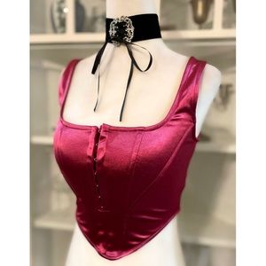 Red Satin Corset Top